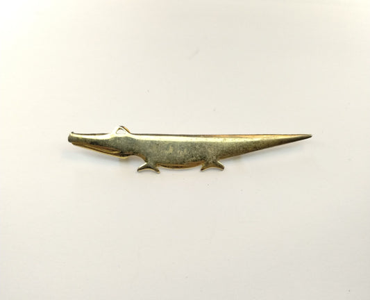 Vintage Gold Tone Crocodile Alligator Brooch Pin