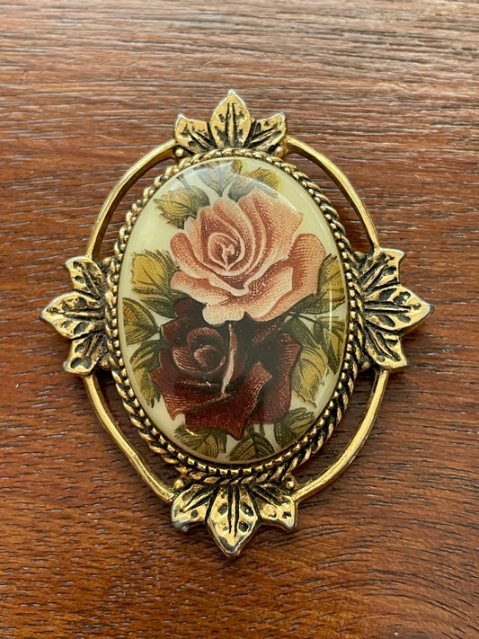 Vintage Gold Tone Sarah Coventry "Rose Marie" Pendant