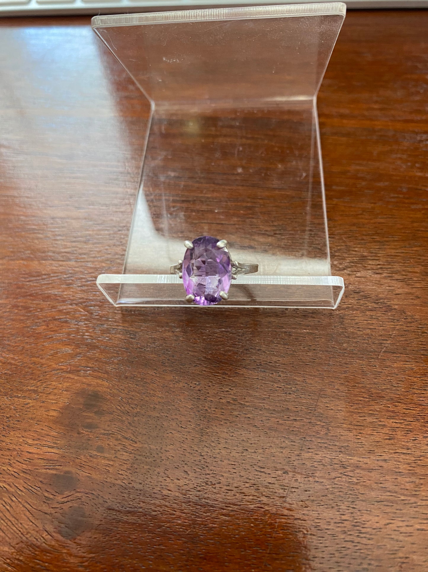 Sterling Silver 925 Oval Purple 5ct. Amethyst Ring Sz 6.75