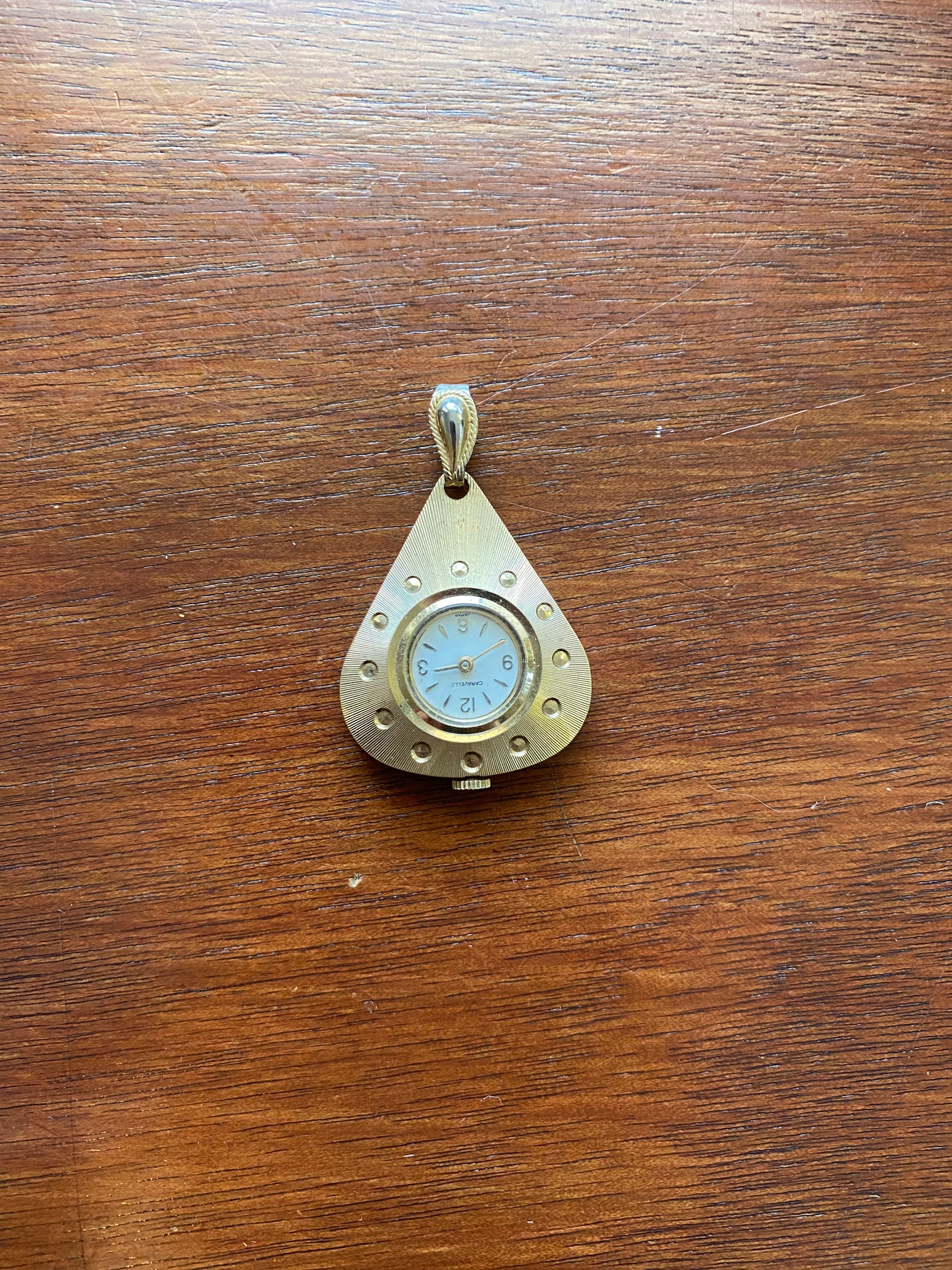 Vintage Gold Tone Caravelle Teardrop Decorative Charm Pendant Watch