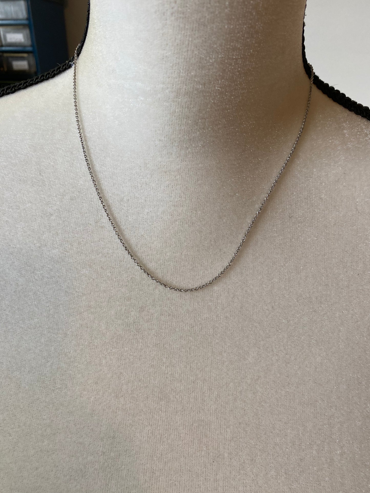 Sterling Silver 925 Chain Necklace Thin 18" Adjustable