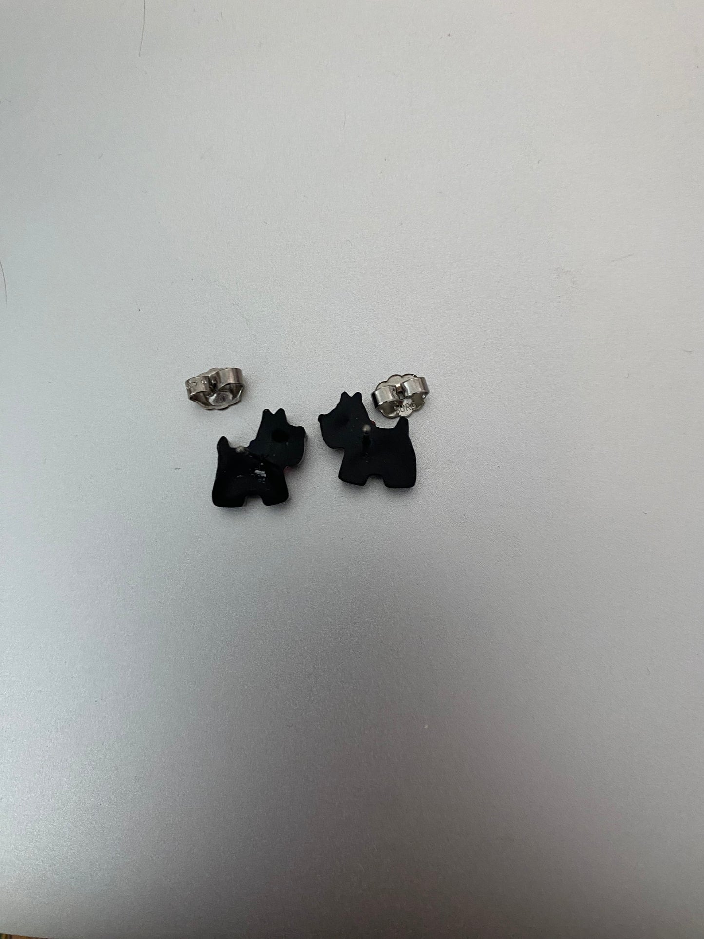 Plastic Black Dog Pierced Earrings