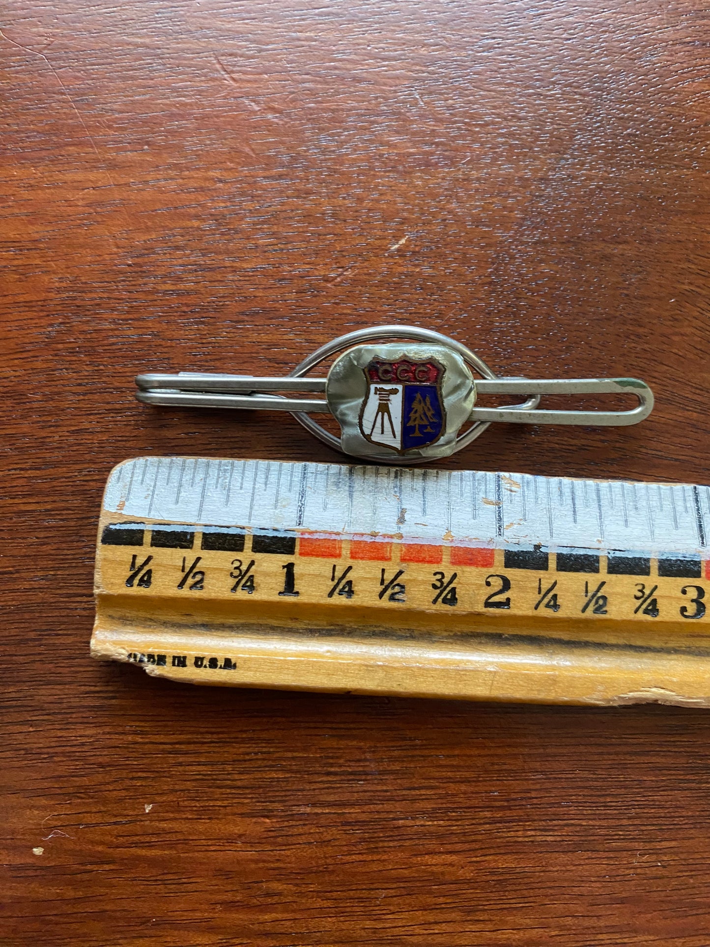 Vintage Silver Ceramic CCC Heraldry Tie Clip