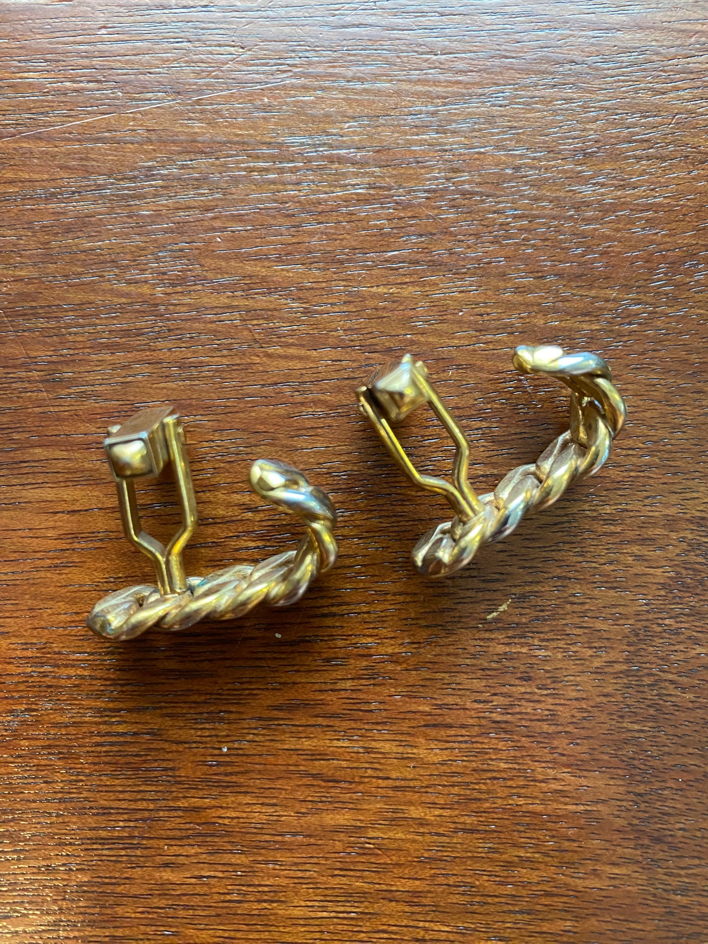 Vintage MCM Swank Silver Gold Tone Chain Link J Shaped Cufflinks