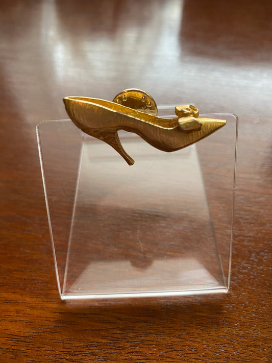 Vintage Gold Tone High Heel Shoe Pin Brooch