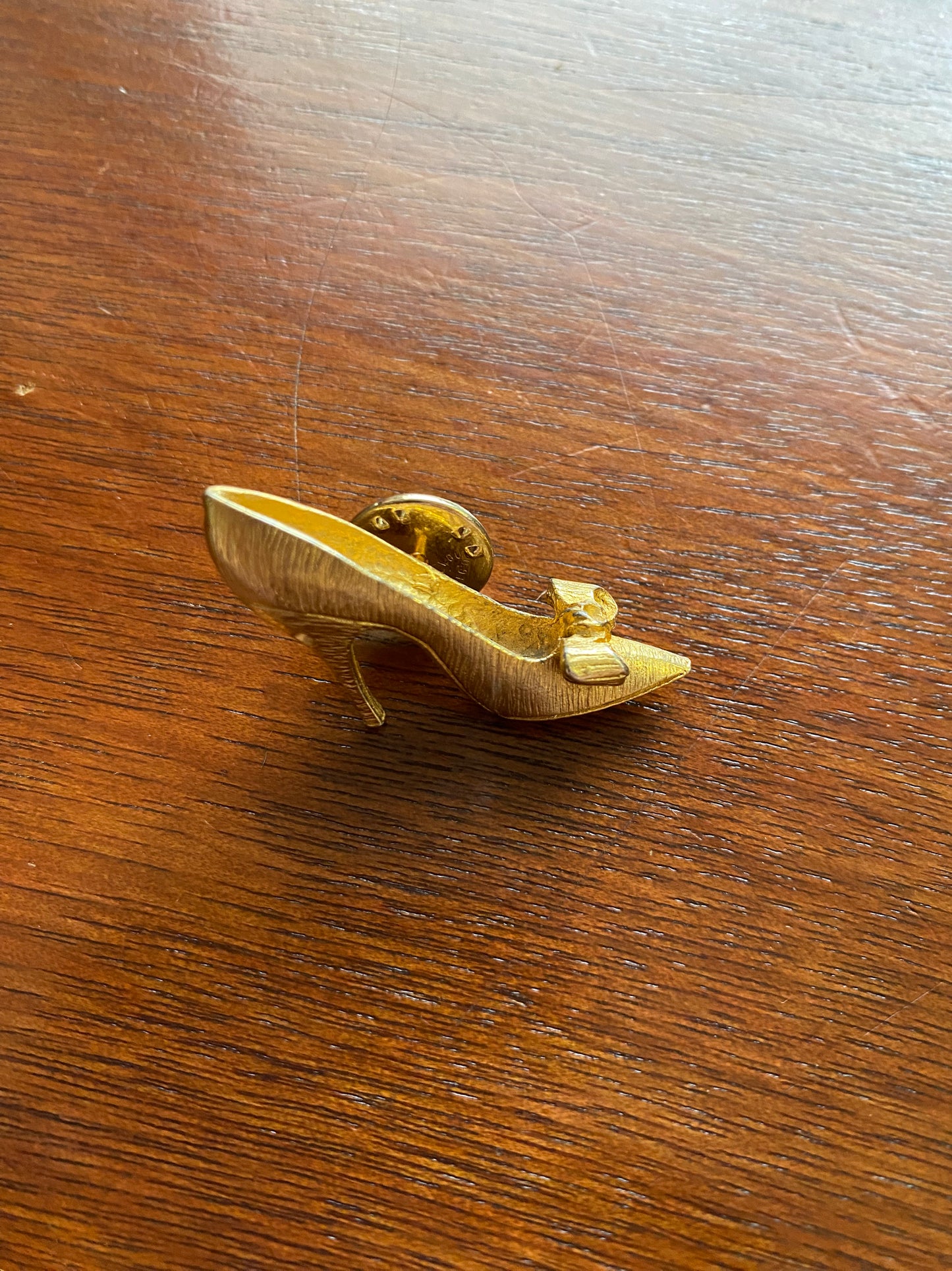 Vintage Gold Tone High Heel Shoe Pin Brooch