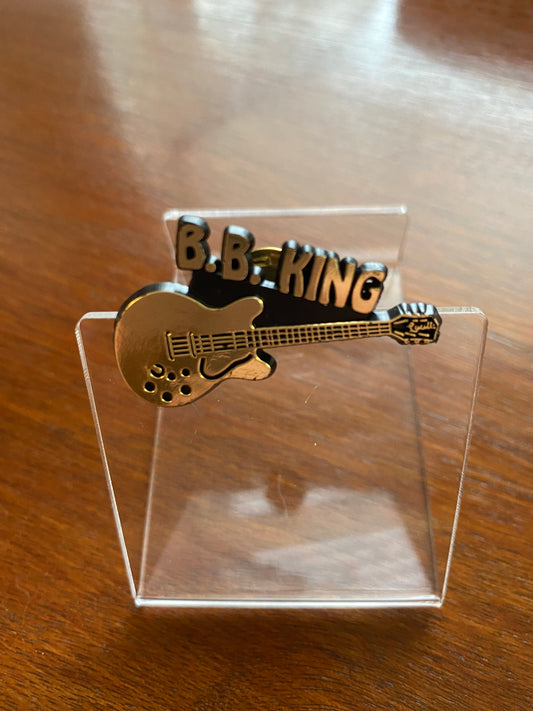 Vintage Plastic B.B. King Guitar Pin Brooch Copper Tone