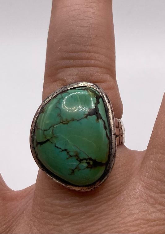 Sterling Silver 925 Turquoise Cabochon Ring Sz 8