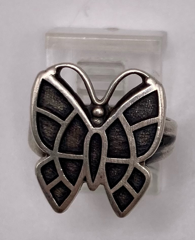 Vintage Sterling Silver 925 Bells Trading Post Butterfly Ring Sz 6.25