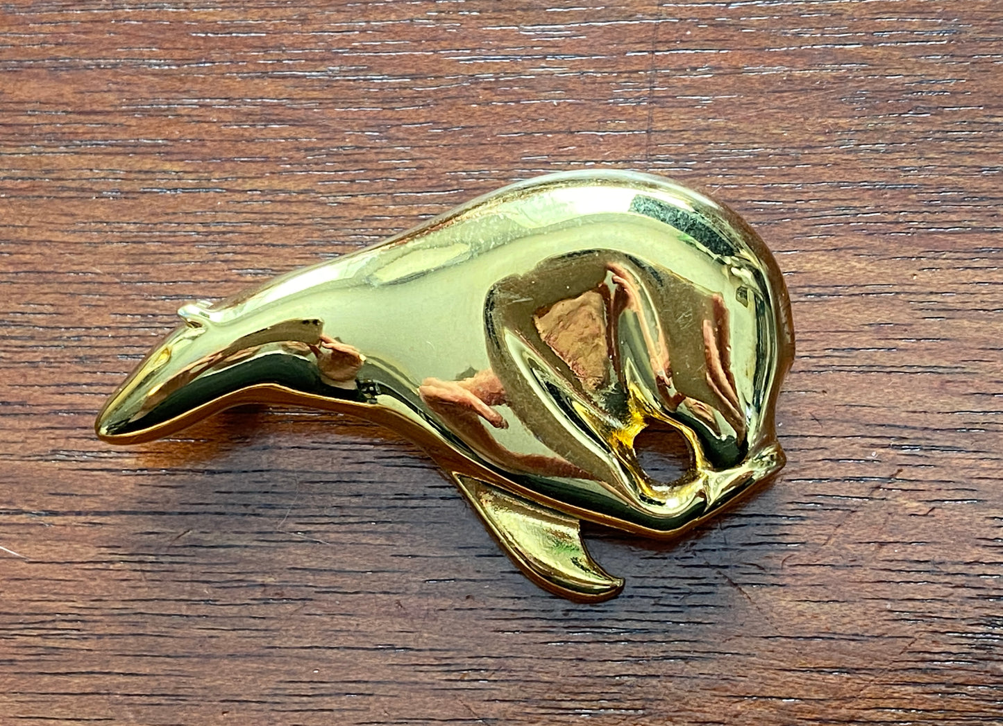 Vintage Shiny Gold Tone ANNE KLEIN Polar Bear Brooch Pin