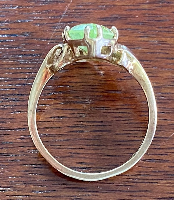 10k Yellow Gold Large 3ct Marquise Peridot Ring Sz 6