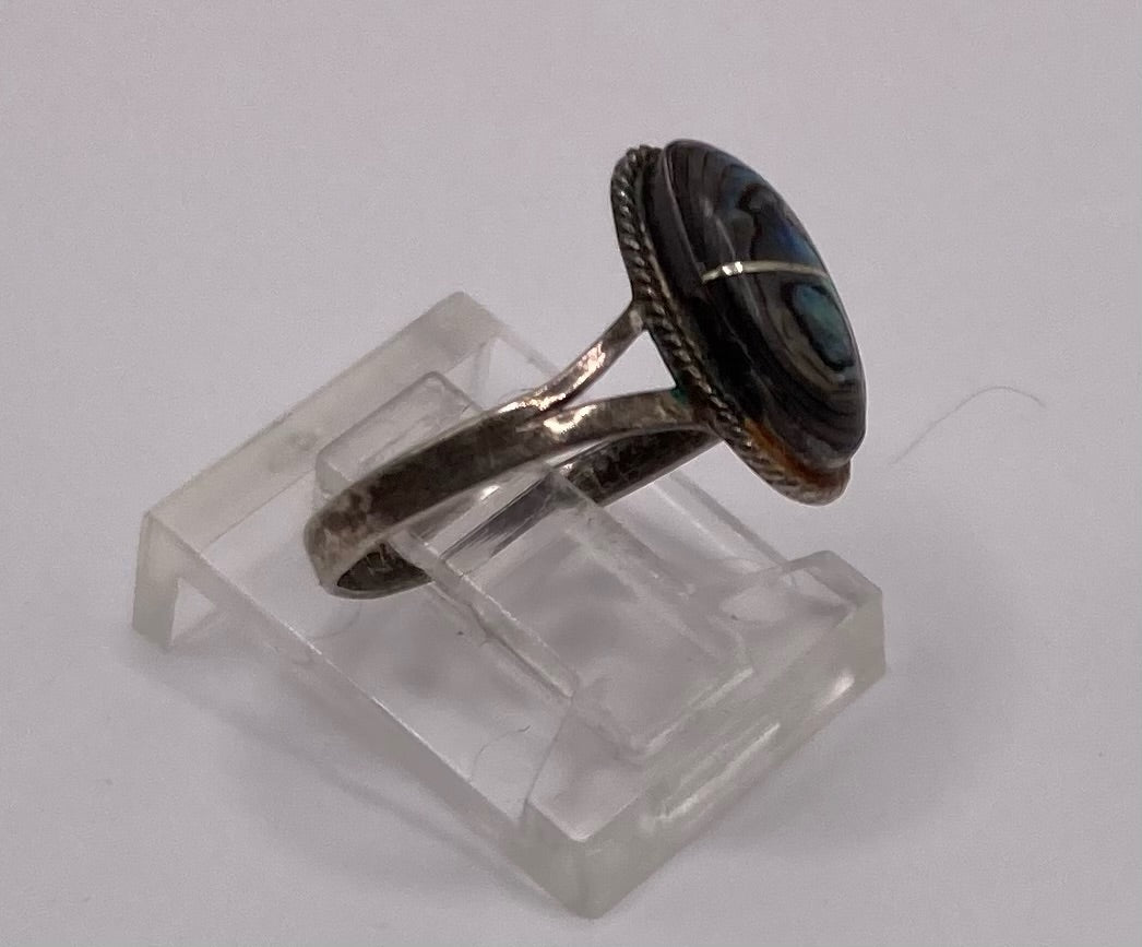 Vintage Sterling Silver 925 Abalone Ring Sz 5.5