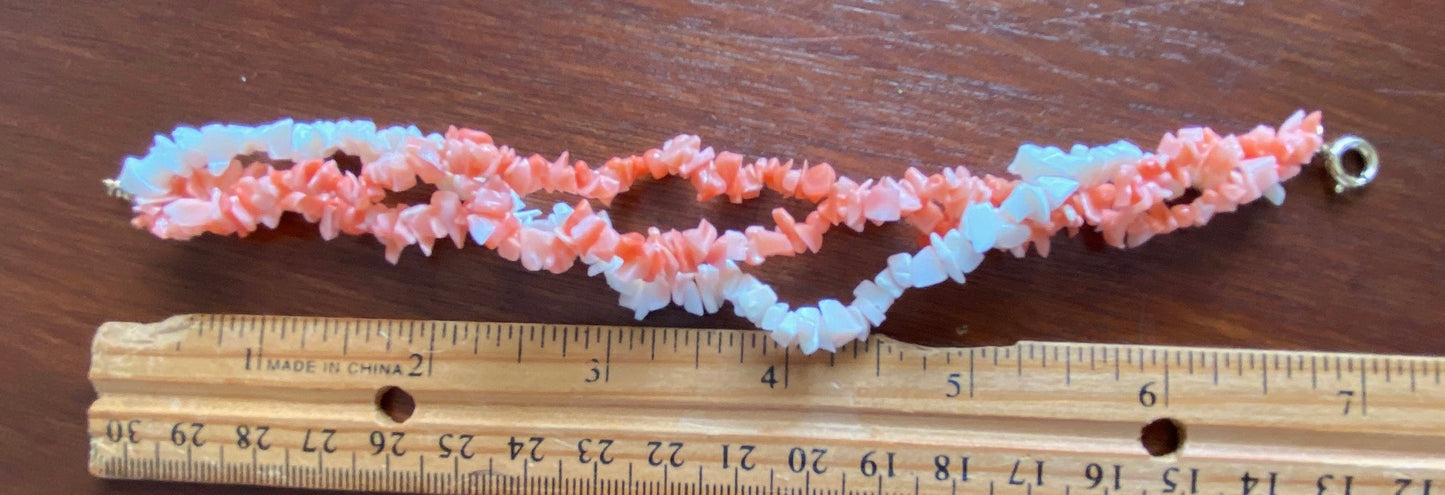Vintage Avon White Pink Twist Coral Branch Bracelet 7.25" Long