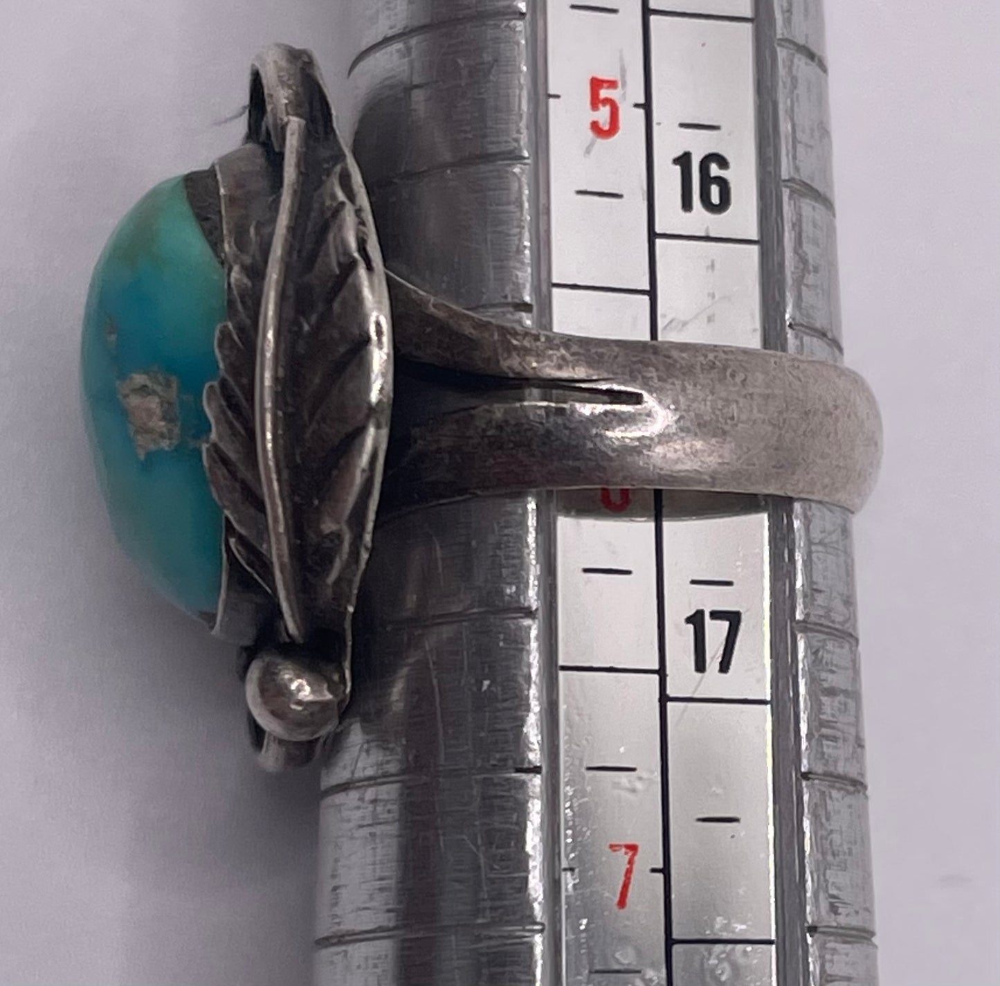 Vintage Sterling Silver 925 Turquoise Leaf Ring Sz 6
