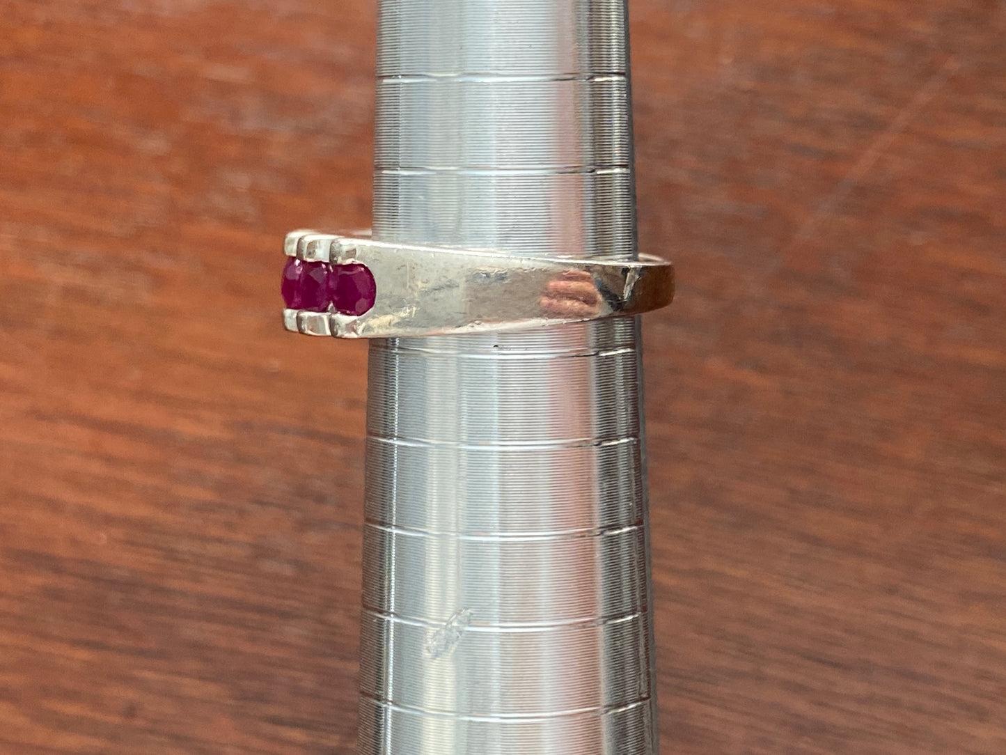 Sterling Silver 925 Ruby Row Ring Channel Set Sz 5.75