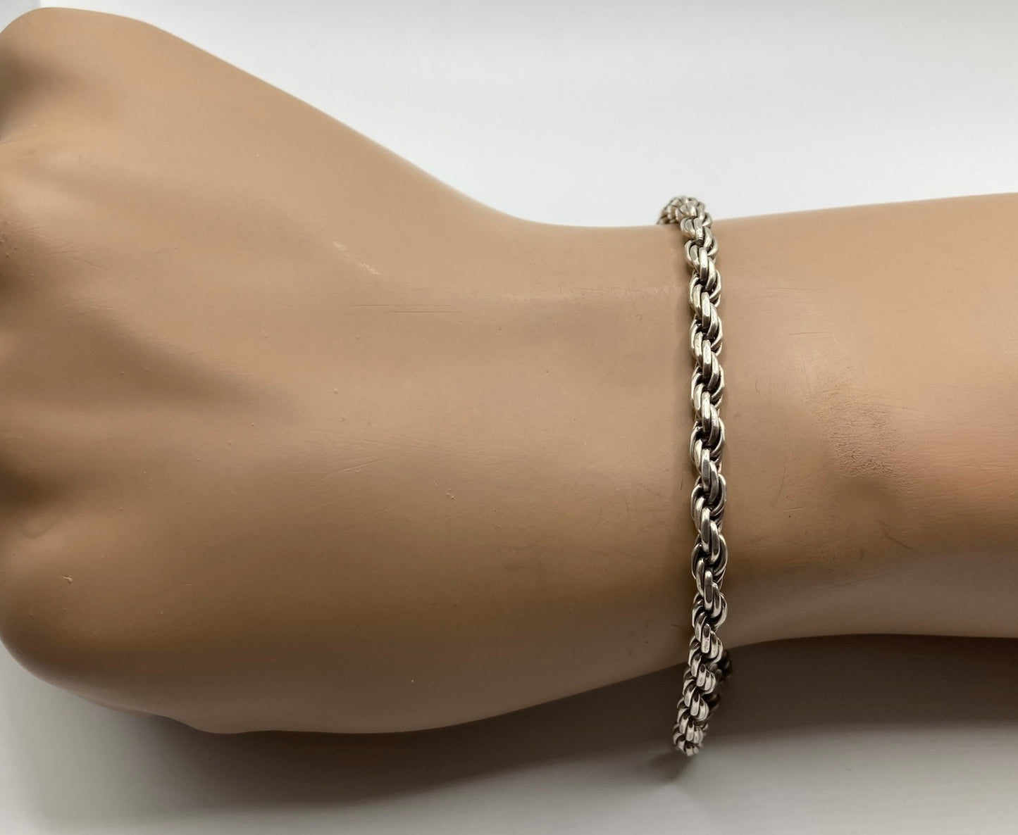 Sterling Silver 925 Signed Alfi Twist Chain Bracelet 8" Long