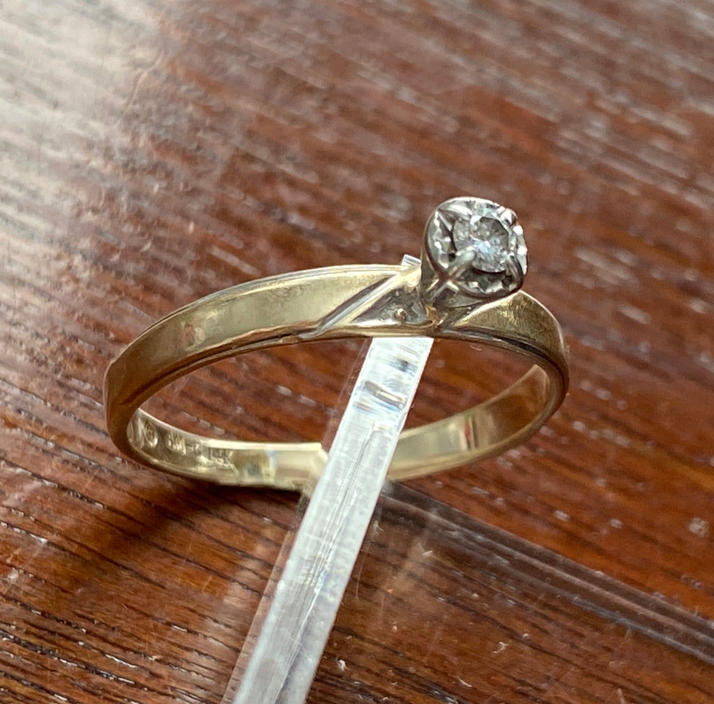 Vintage 14k Yellow Gold Diamond Engagement Ring Sz 5.75 Signed AM-G