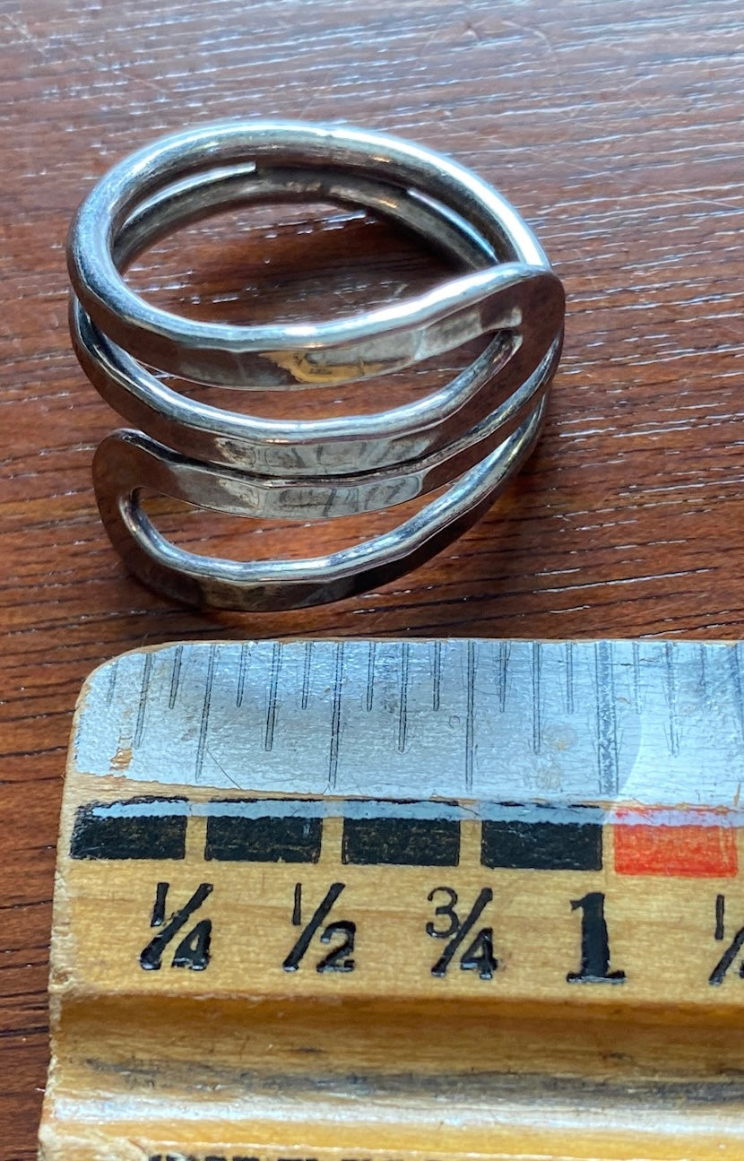 Unisex Sterling Silver 925 Modern Hammered Large Ring Sz 10.25