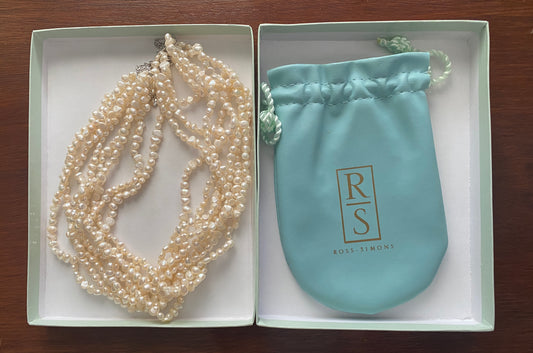 Ross-Simons Freshwater Pearl Multistrand Sterling Silver Collar Necklace w Box