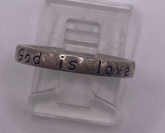 Sterling Silver 925 "God is Love" Band Ring Sz 6.75 - 7