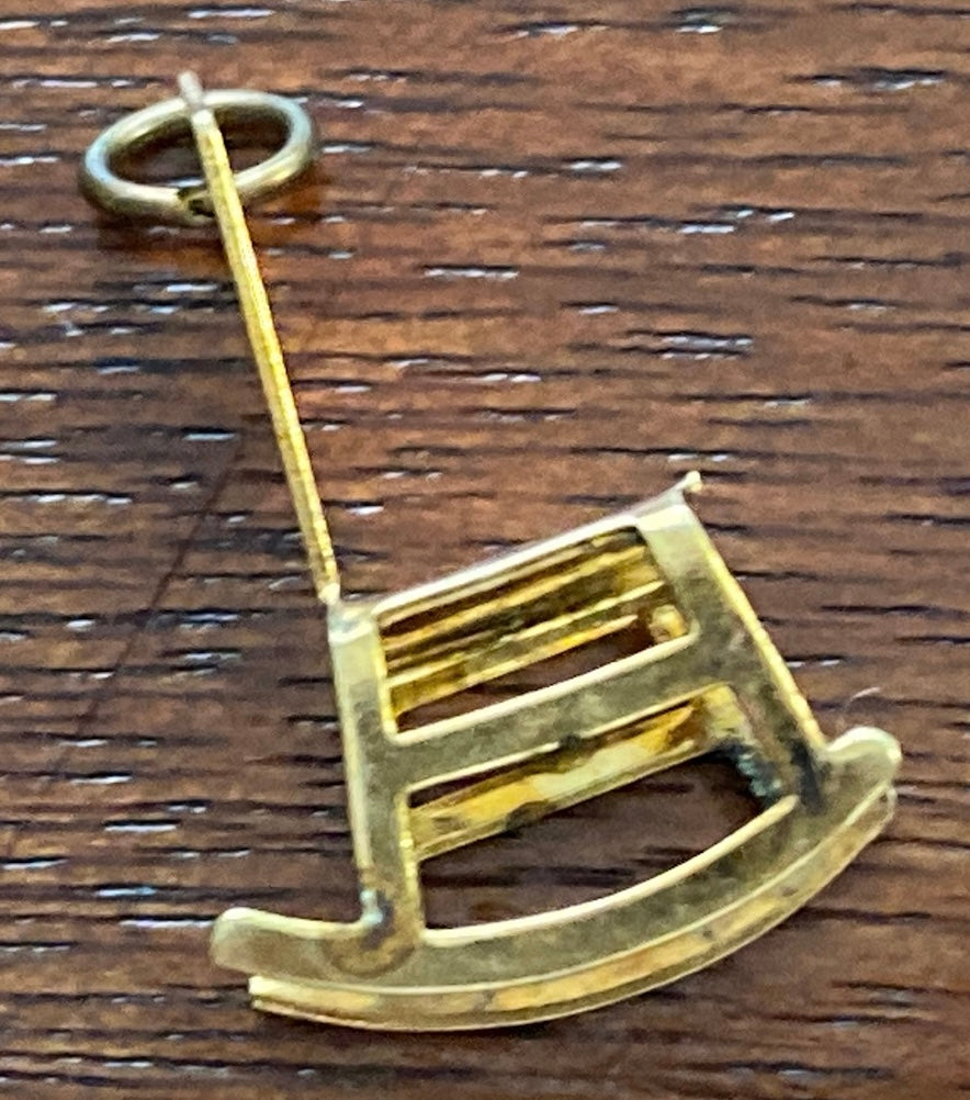 Retro Style Gold Tone Rocking Chair Charm