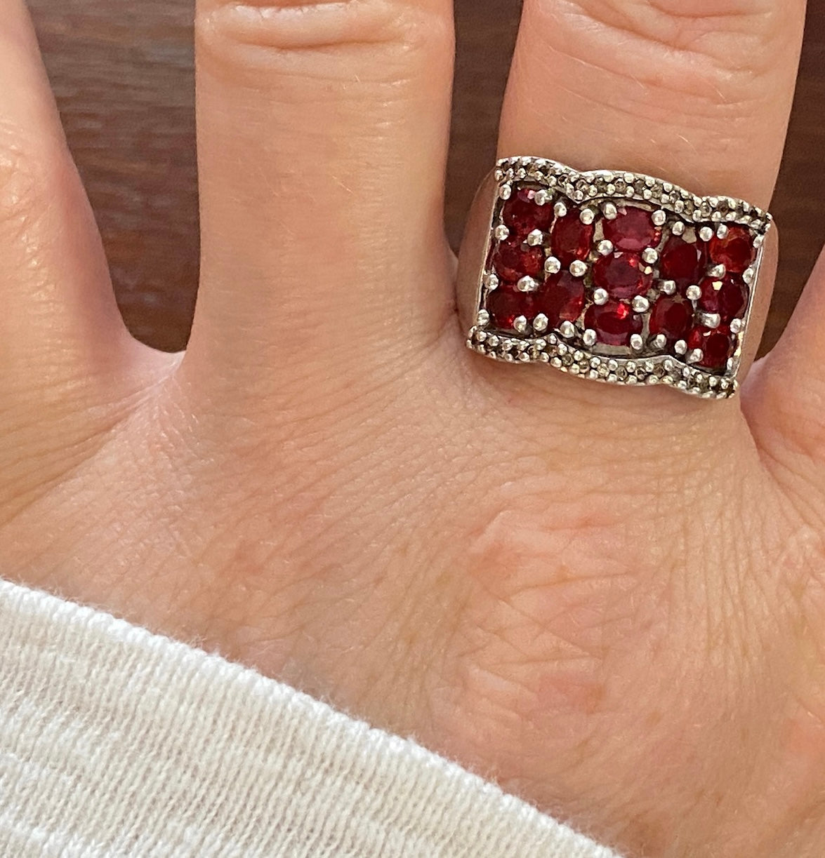 JTV BBJ Oval Garnet CZ Cluster Ring Sz 10