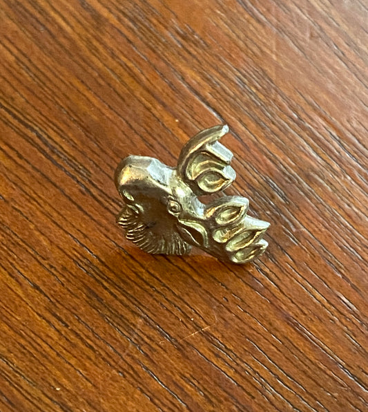 Sterling Silver 925 Vintage Moose Lapel Tie Pin Pinback