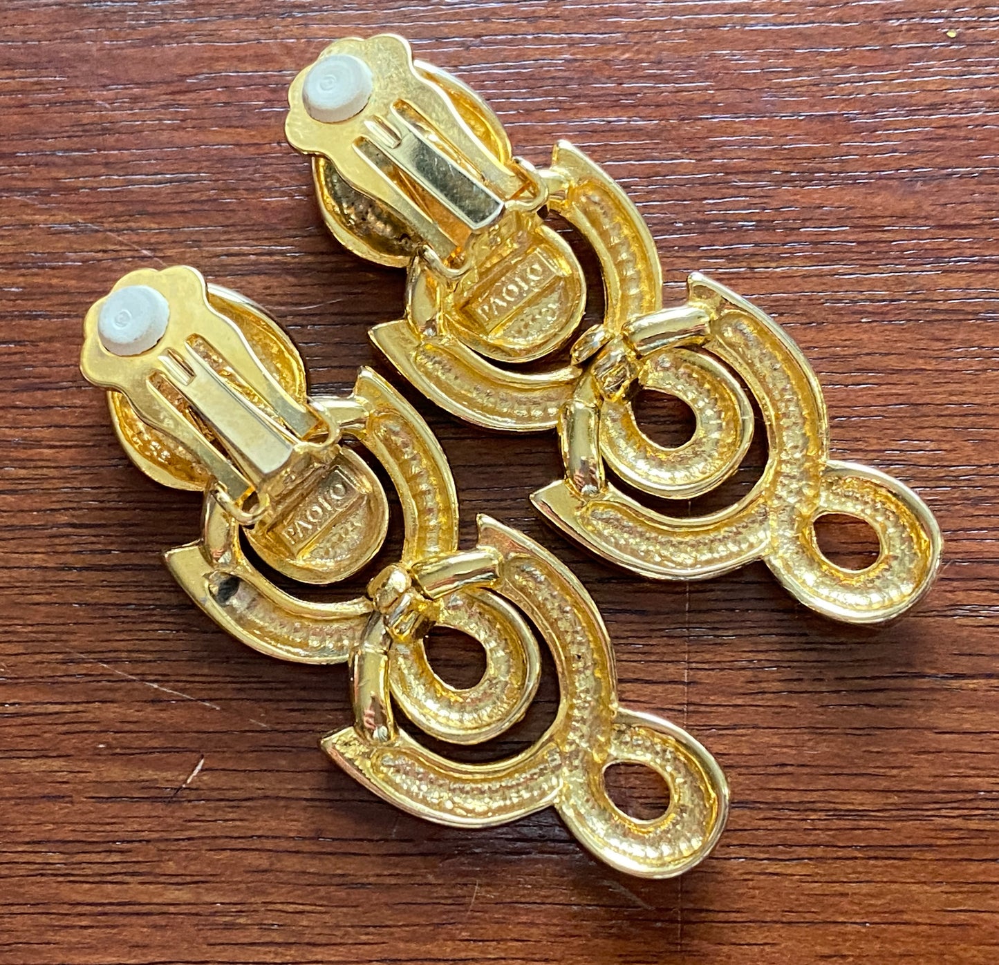 Vintage 80's PAOLO GUCCI Gold Tone Door knocker Clip on Earrings