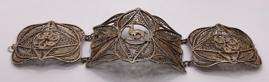 Vintage Filigree 900 Silver Llama Flower Bracelet PARTS AS IS