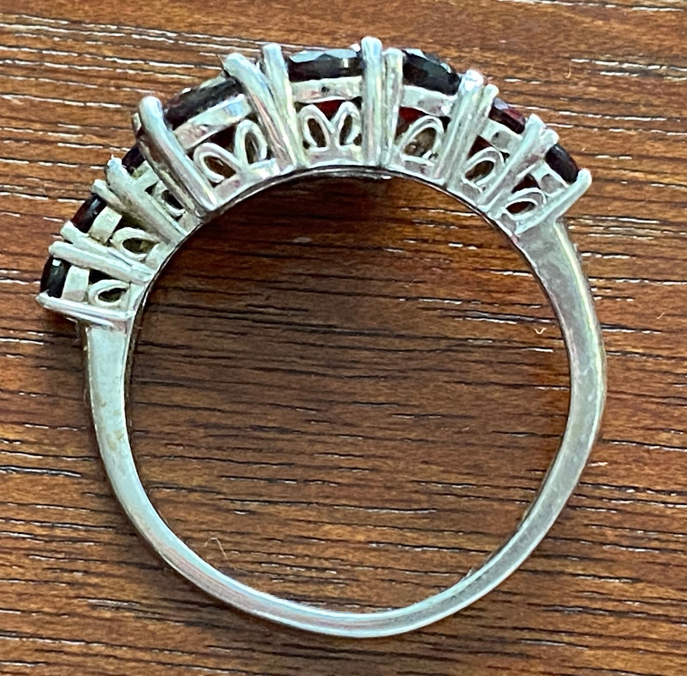 Sterling Silver Graduating Size Cranberry Red CZ Bypass Ring Sz 9