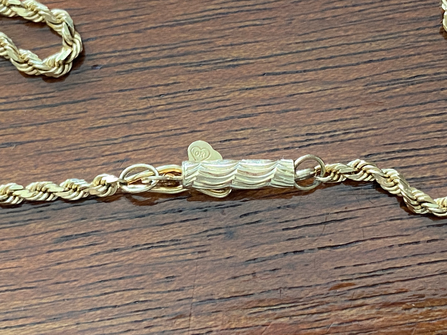 14k Yellow Gold Twist Chain Rope Necklace Signed OR 20" Long