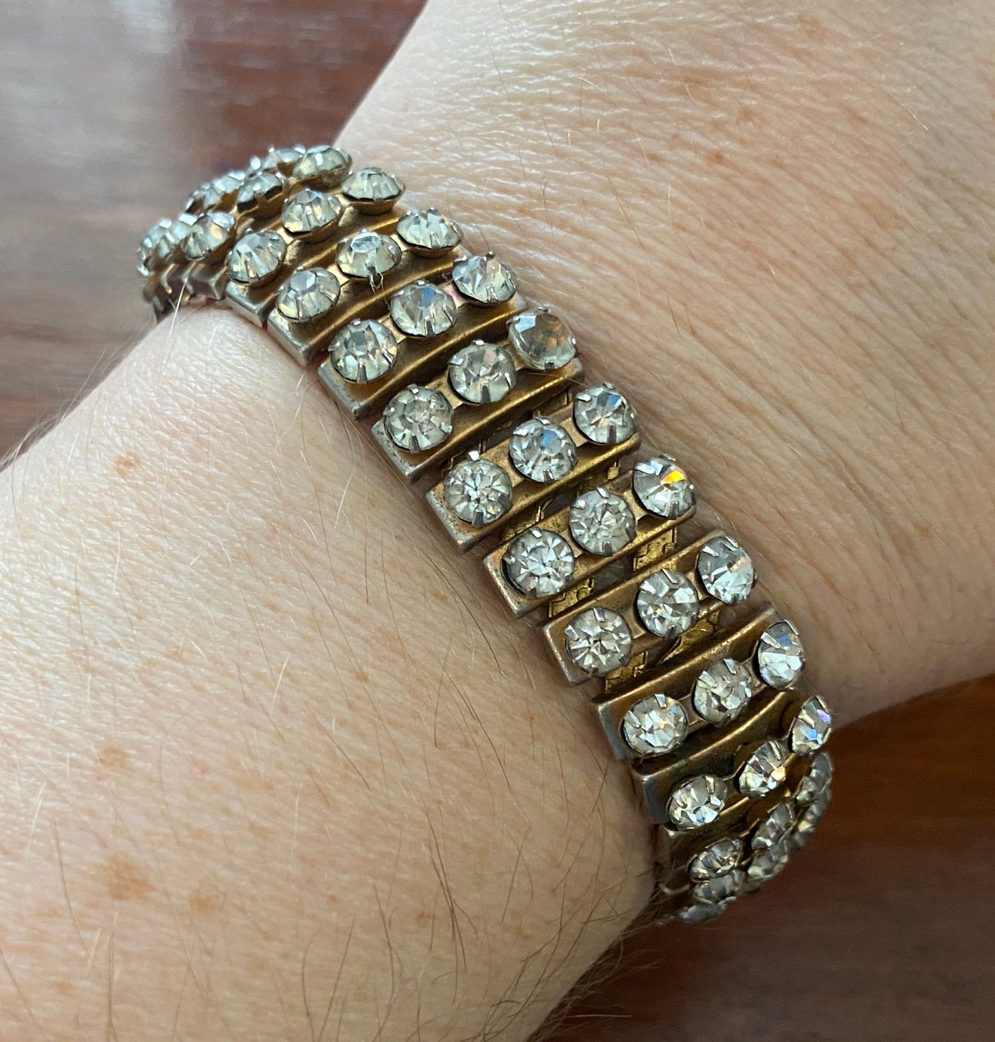 Vintage Art Deco Rhinestone EMPIRE Stretch Bangle Bracelet