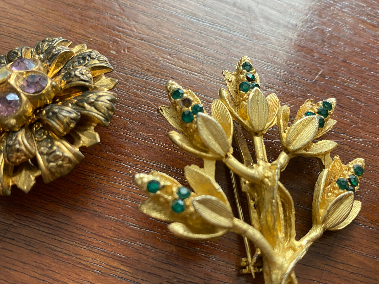 Lot of Vintage Brooches Hair Barrettes Rhinestone Gold Tone Enamel