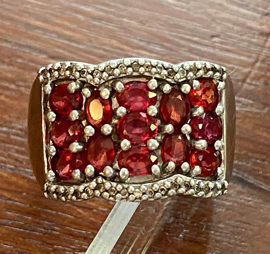 JTV BBJ Oval Garnet CZ Cluster Ring Sz 10