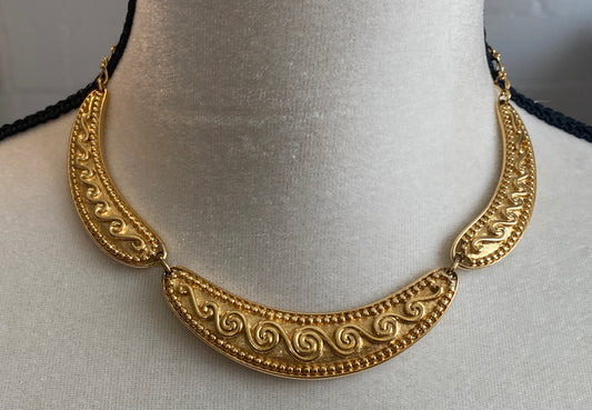 Vintage Gold Tone Adjustable Swirl Scroll Boho Collar Necklace