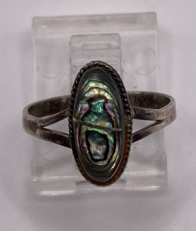 Vintage Sterling Silver 925 Abalone Ring Sz 5.5