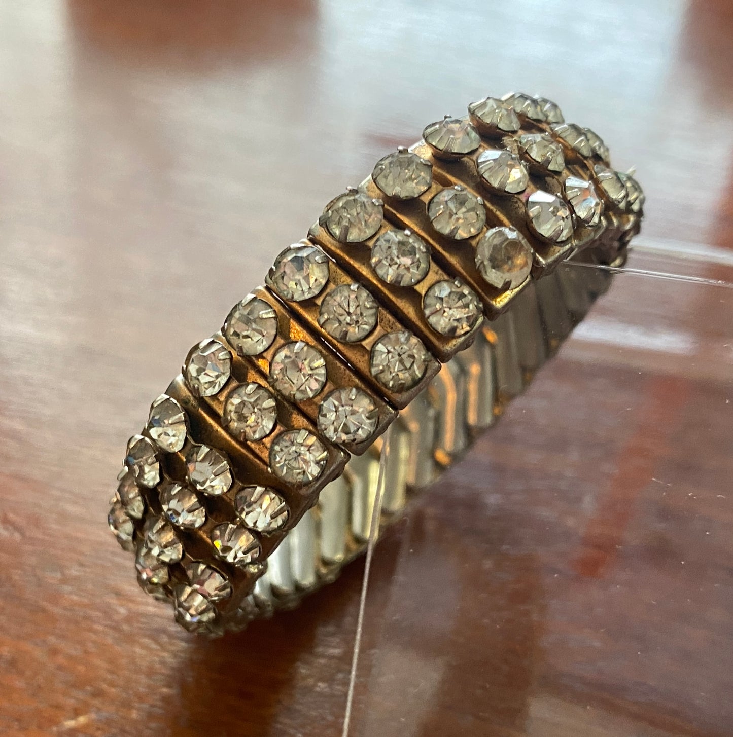 Vintage Art Deco Rhinestone EMPIRE Stretch Bangle Bracelet