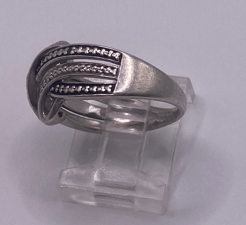 Sterling Silver 925 Diamond Accent Ring Sz 6.25