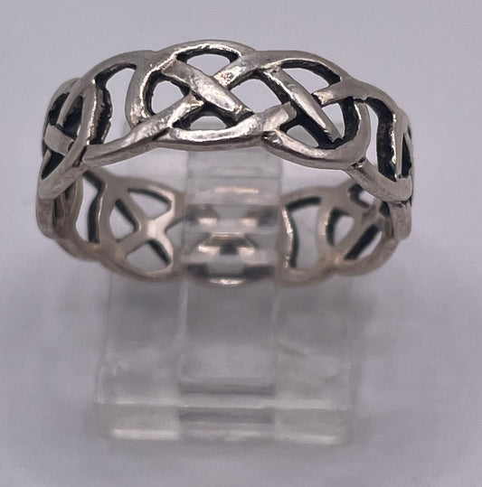 Sterling Silver 925 Scroll Knot Band Ring Sz 9.5