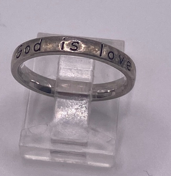 Sterling Silver 925 "God is Love" Band Ring Sz 6.75 - 7