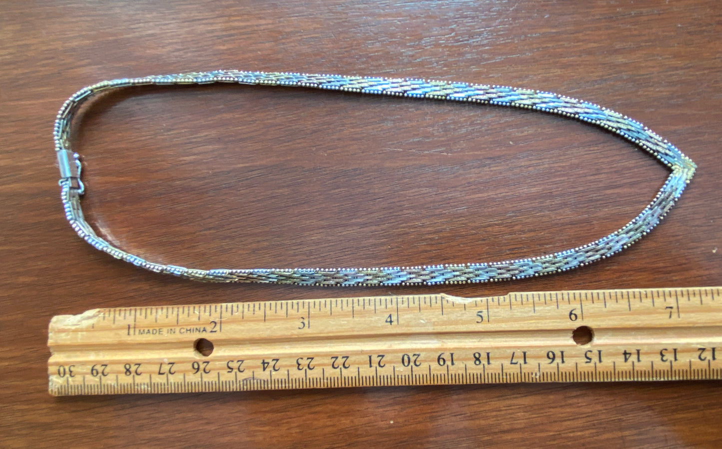 Triton Sterling Silver 925 V Necklace Basketweave