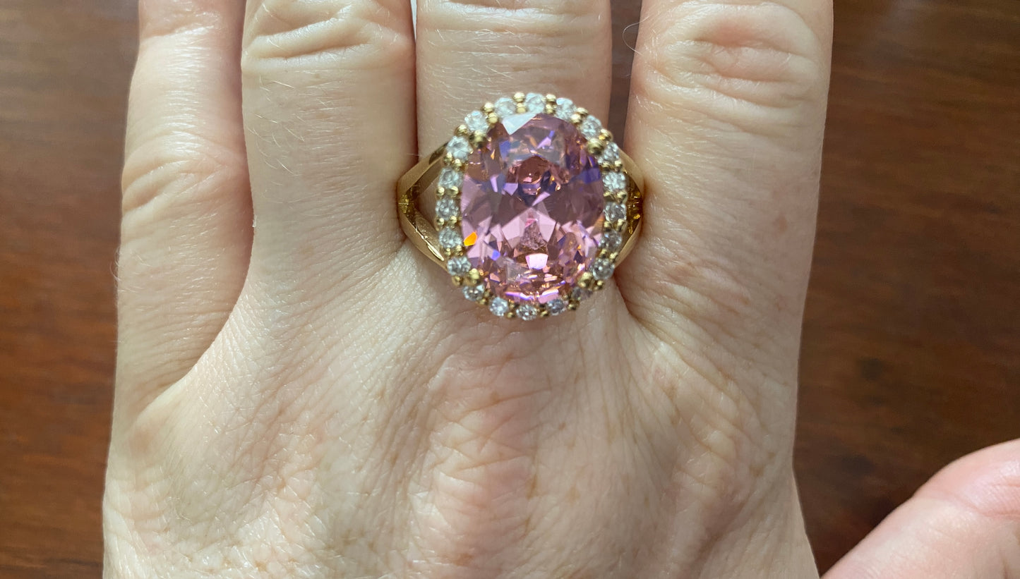 Jacqueline Kennedy Replica Camrose & Kross Pink Kunzite Ring Sz 12 Sterling