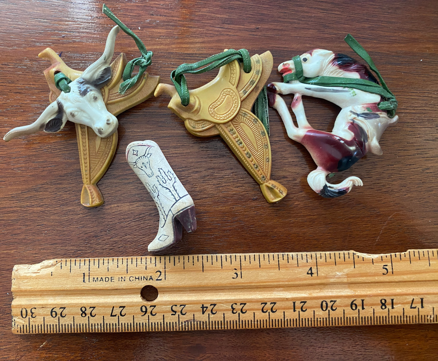 Vintage 30's 40's Celluloid Western Brooch Lot Long Horn Steer Horse Saddle