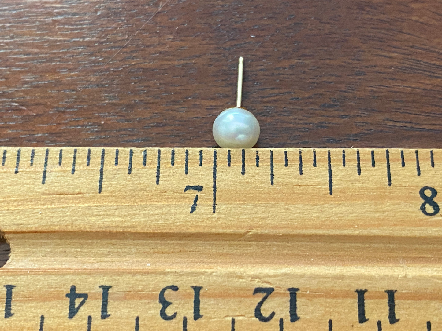 14k Yellow Gold SINGLE Real Pearl Stud Earring