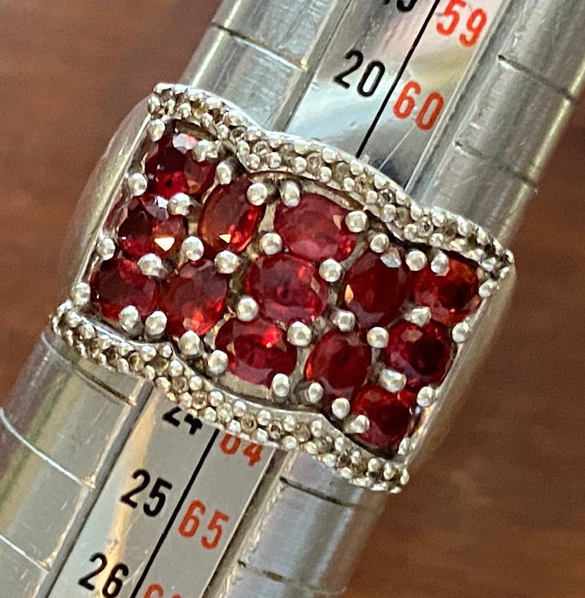 JTV BBJ Oval Garnet CZ Cluster Ring Sz 10