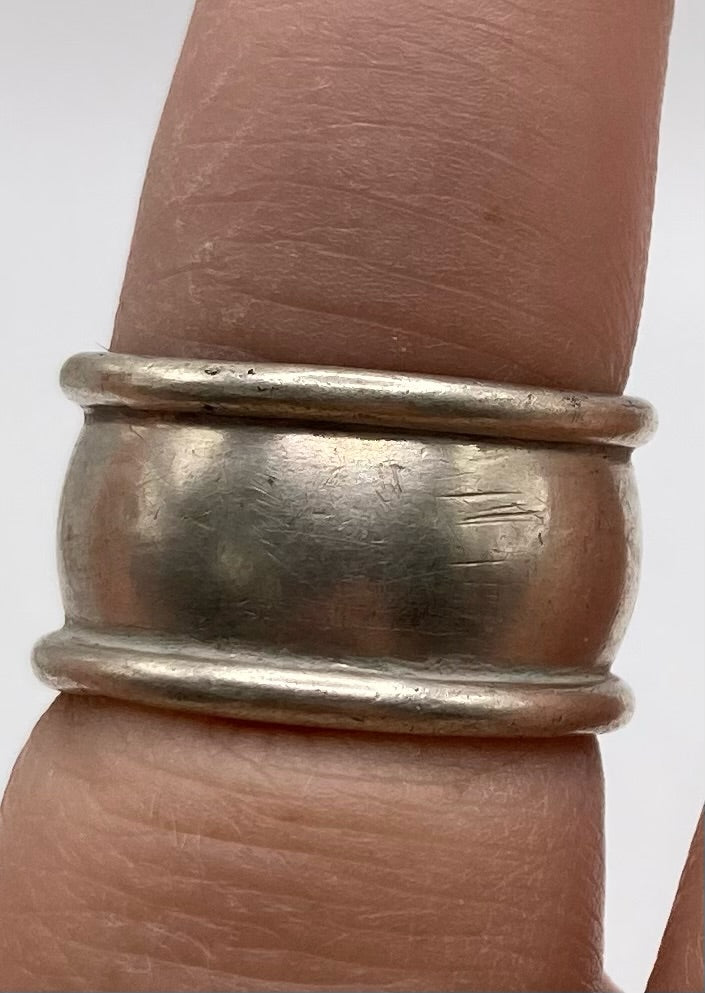 Wide Sterling Silver 925 Band Ring Sz 6.5 Cigar Band Style
