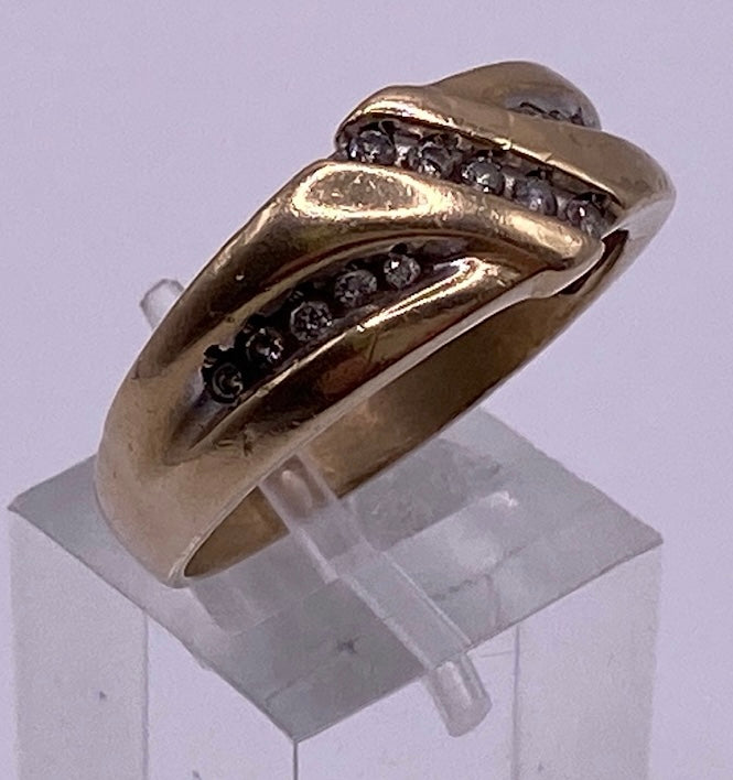 10k Yellow Gold Channel Set Diamond Mens Ring Sz 9.5