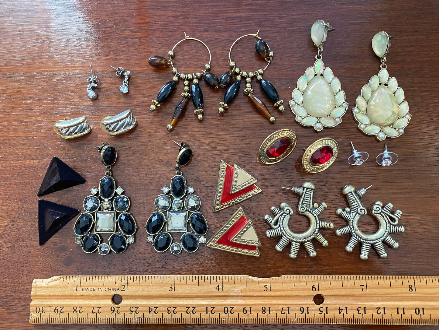 Vintage to Now Pierced Earring Lot Enamel 80's Rhinestone