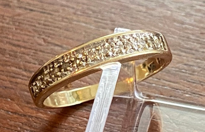 14k Yellow Gold Diamond Prong Set Band Ring Sz 6.75 Signed CI