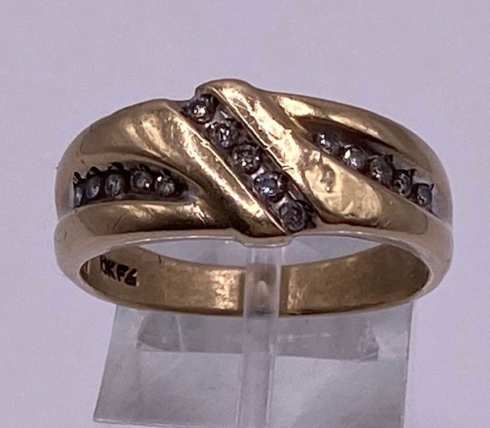 10k Yellow Gold Channel Set Diamond Mens Ring Sz 9.5